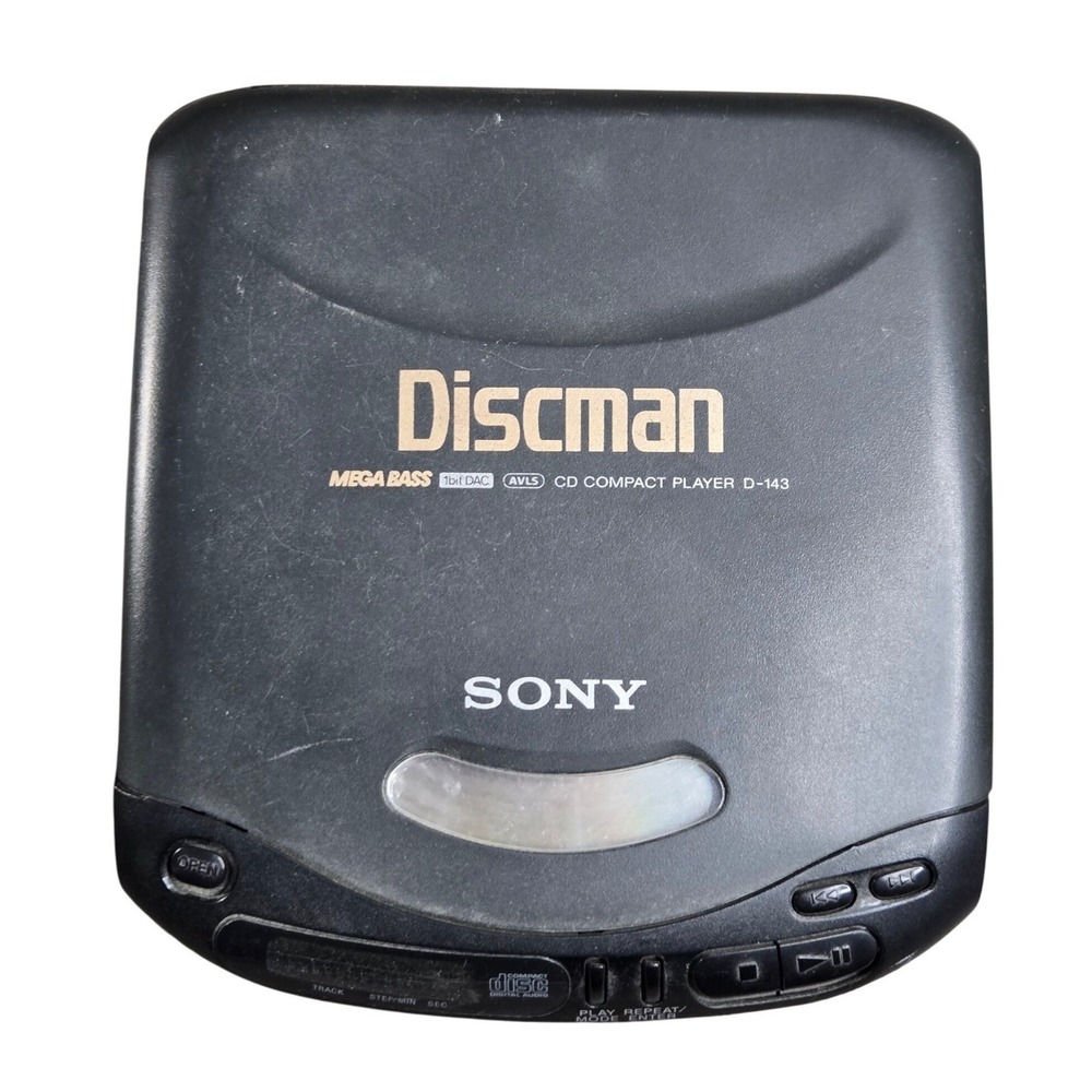 Sony D-143 Discman CD Player Portable Black Mega Bass Vintage 1995 Parts Repair